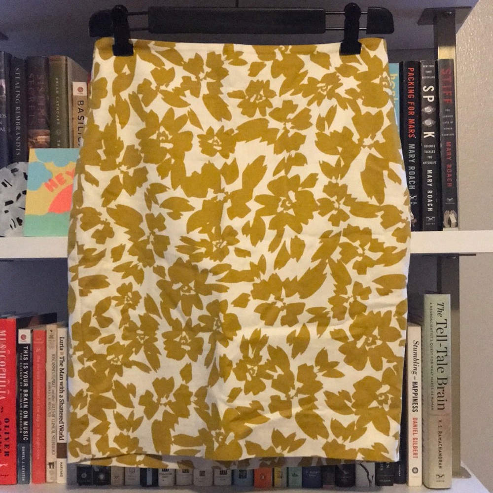 Yellow Floral Pencil Skirt